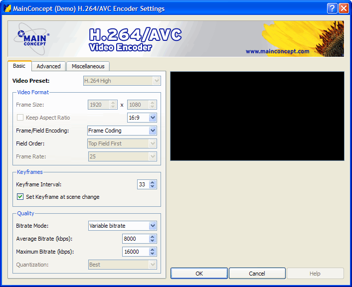 MainConcept Reference -  H.264/AVC Video Encoder