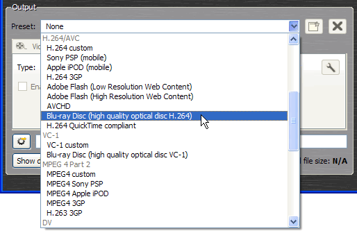 MainConcept Reference - Preset