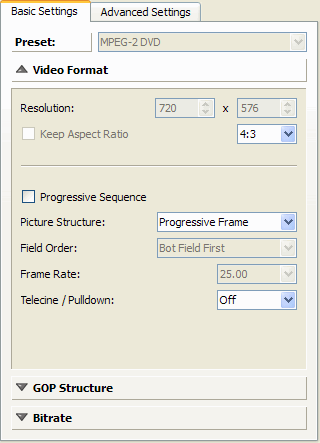 MainConcept Reference - MPEG-2 - Basic - Video format